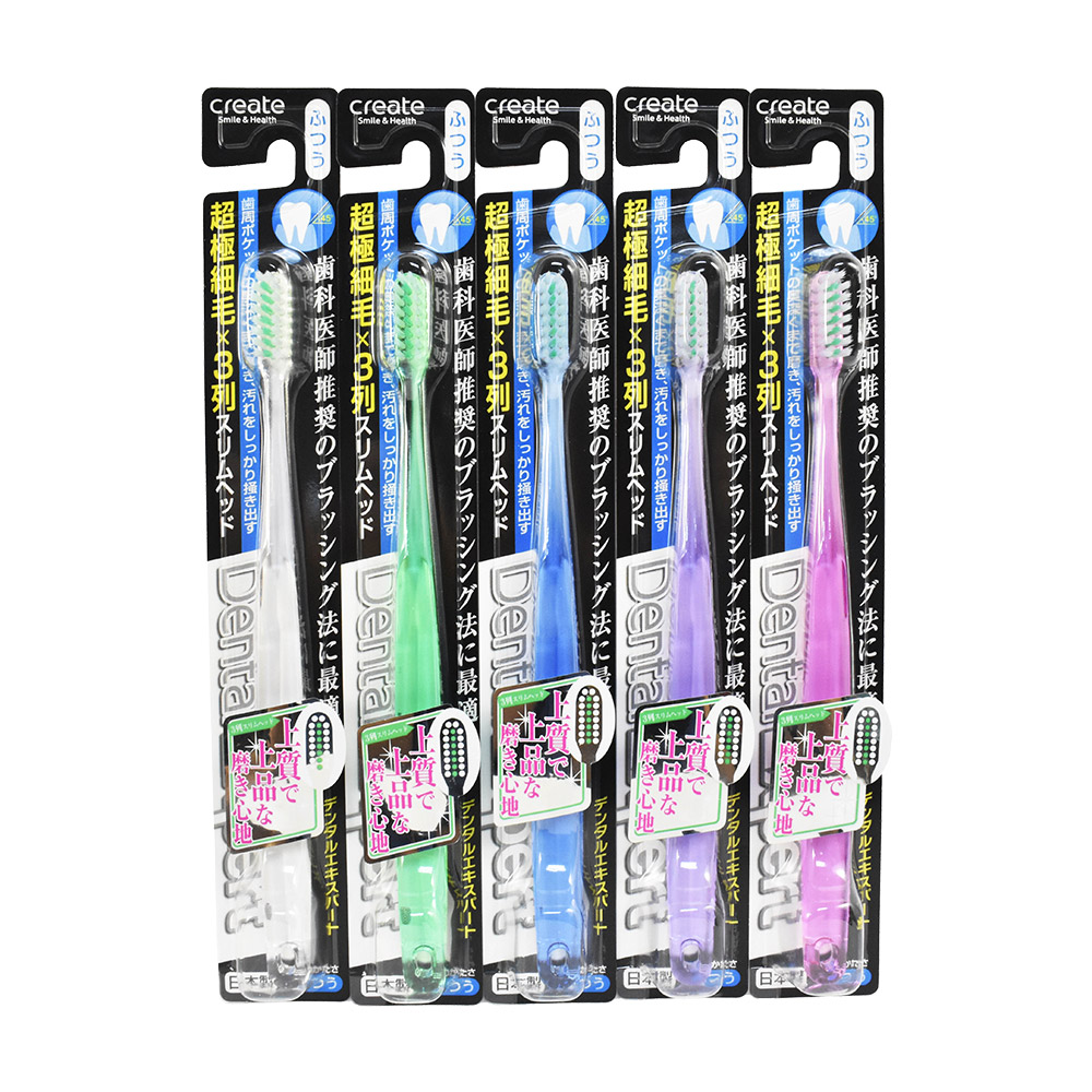 create 超纖細毛3列細頭牙刷(合色／普通毛)