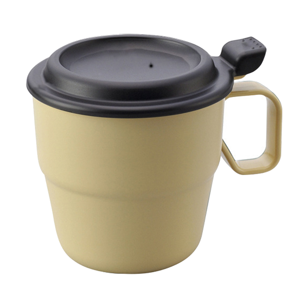 inomata可微波掀蓋式馬克杯360ml-米色