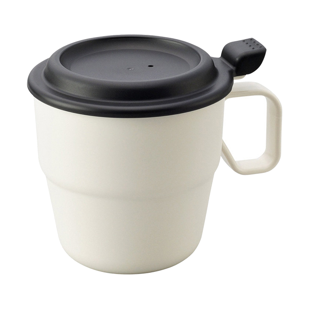 inomata可微波掀蓋式馬克杯360ml-象牙白