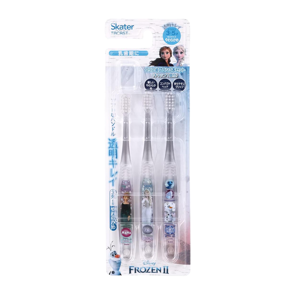 SKATER幼兒水晶牙刷冰雪奇緣3支入附刷毛蓋TBCR5T(3~5歲/軟毛)