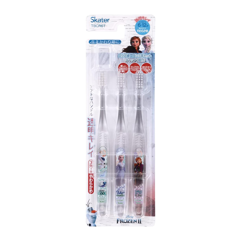 SKATER兒童水晶牙刷冰雪奇緣3支入附刷毛蓋TBCR6T(6~12歲/軟毛)