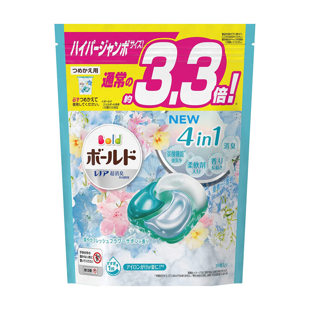 洗衣4D威力球補充包(柔軟精添加型/清爽粉藍/39入)737g