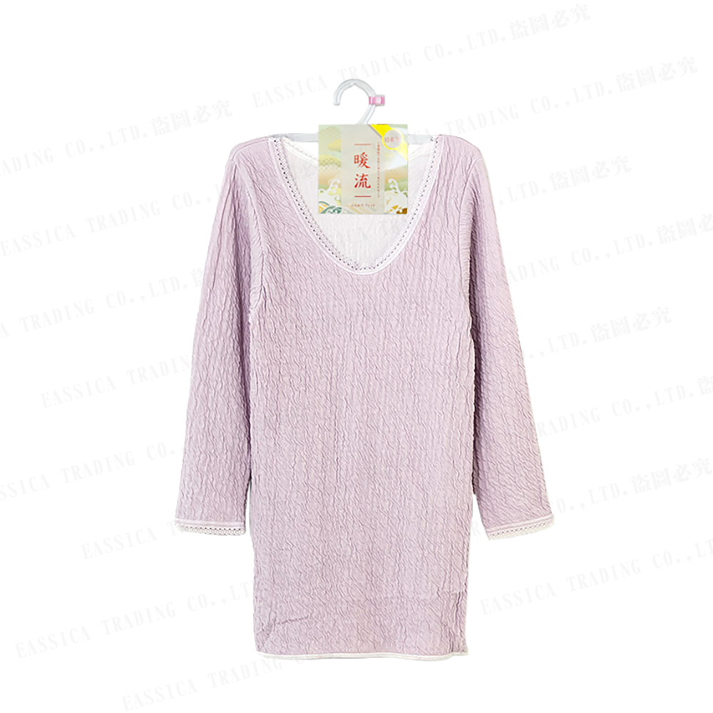 暖流波浪紋8分袖衣(紫)