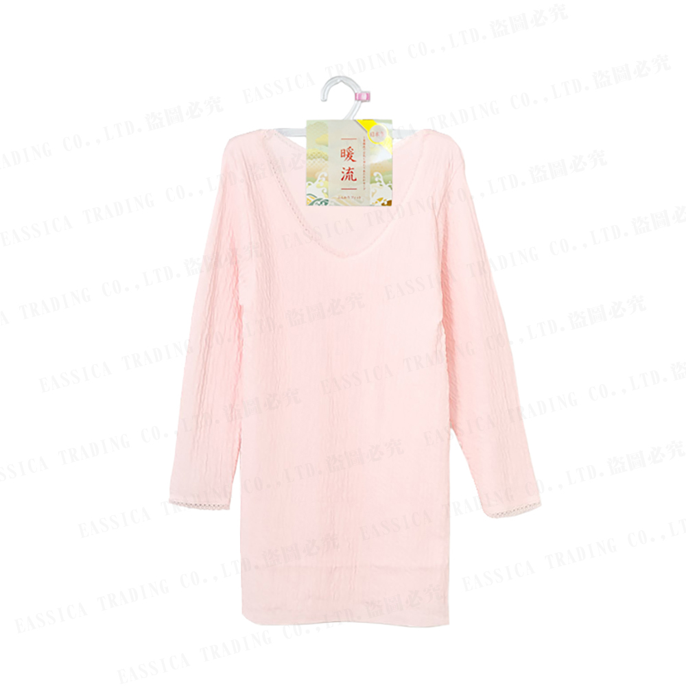 暖流波浪紋8分袖衣(粉)