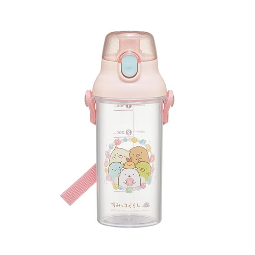 兒童直飲式透明冷水壺480ml(角落生物-粉紅色蓋)