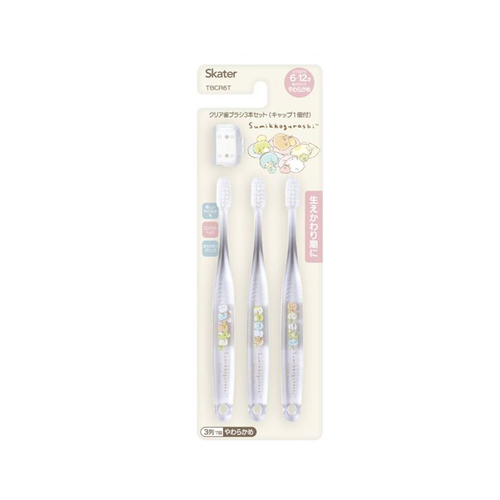 兒童水晶牙刷角落生物3支入附刷毛蓋TBCR6T(6~12歲/軟毛)