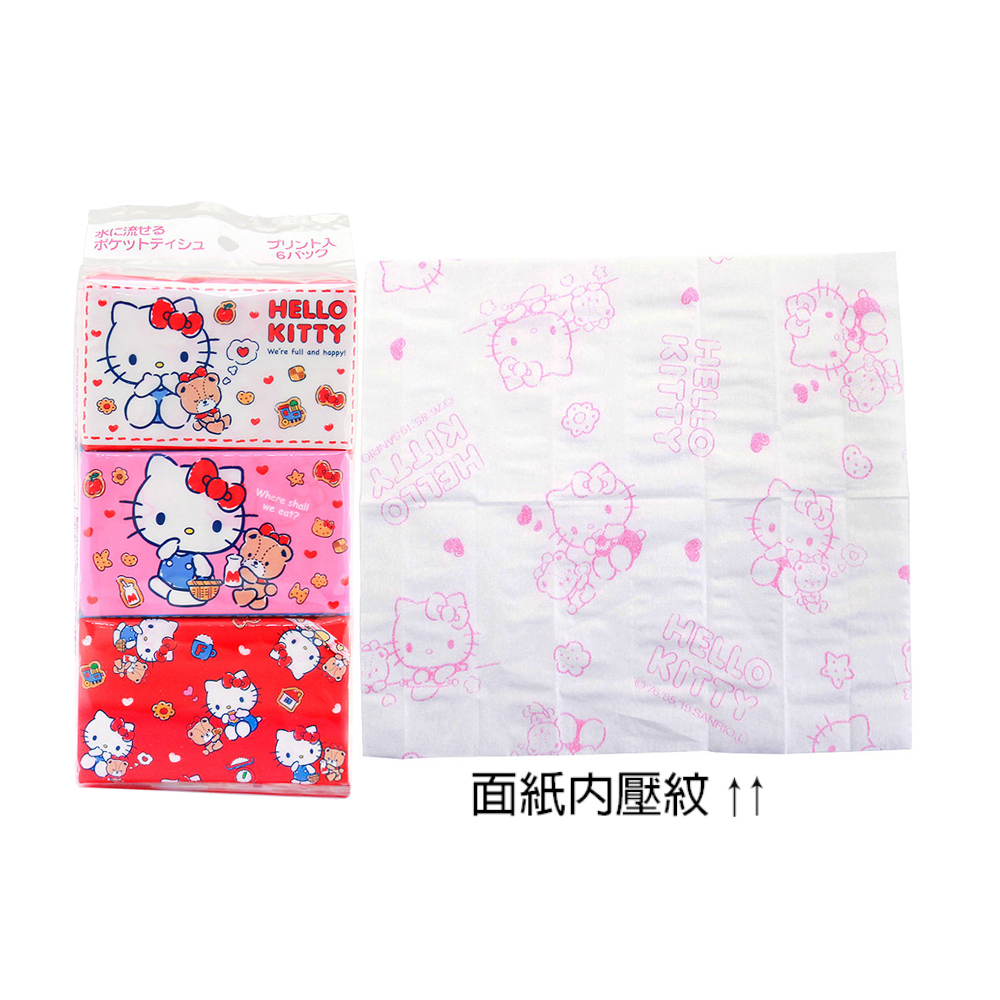 HAYASHI HelloKitty印花面紙(迷你型/8抽)6入1組