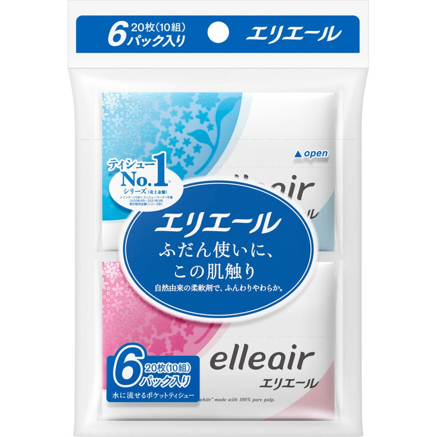 elleair柔膚細緻隨身面紙(10抽/6入1組)