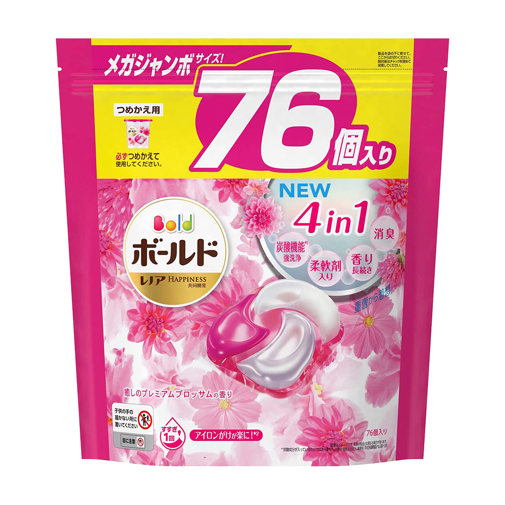 洗衣4D威力球補充包(柔軟精添加型/花香粉紅/76入)1.43kg